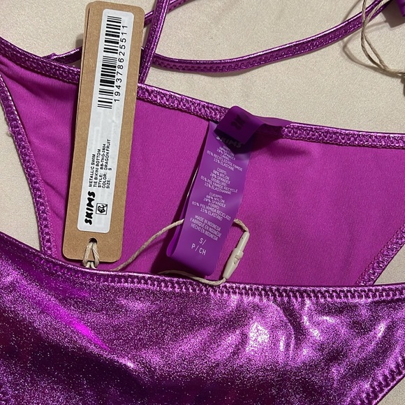 Skims Metallic Swim Skimpy Top and Bottom - Picture 2 of 4